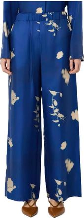 Max Mara Helga Wide Broeken - Dames - Wijde Broeken - Blauw - 2XS - Wol - Broeken