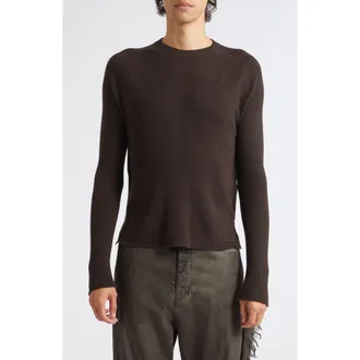 Rick Owens Ribbed Geo Wool Sweater in Grease at Nordstrom, Size X-Large