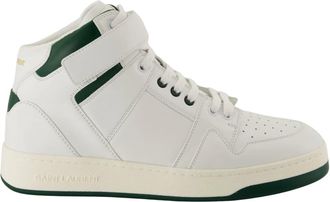 Saint Laurent Sneakers, male, White, Size: 10 1/2 US White and Green High Top Sneakers