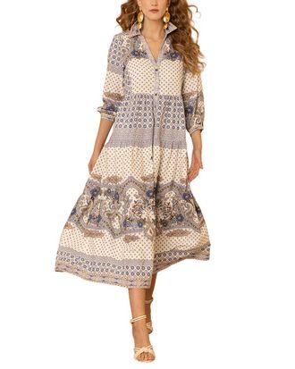Hale Bob Hale Bob Zora Linen-Blend Midi Dress