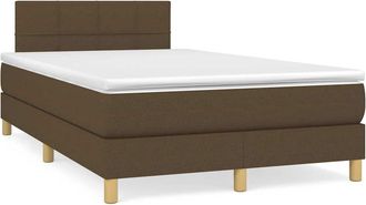 vidaXL Cama Box Spring Con Colch&oacute;n Y Led Tela Marr&oacute;n Oscuro 120x190 Cm Vidaxl