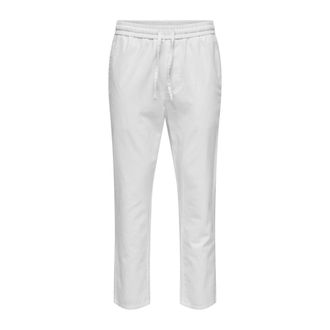 Only & Sons Only & Sons, Broeken, Heren, Wit, XL, Pantalaccio Crop Linus Misto Lino