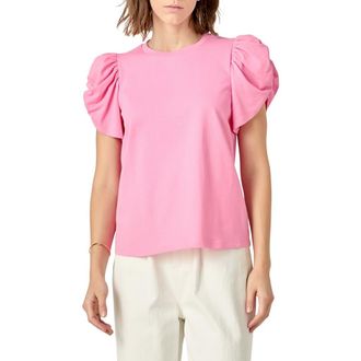 English Factory Gathered Sleeve Knit Top in Pink at Nordstrom Rack, Size X-Small