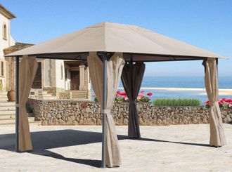 Quick-Star Quick-star - Metall Garten Pavillon Nizza 3x4m Sand Mit 4 Seitenteilen Partyzelt