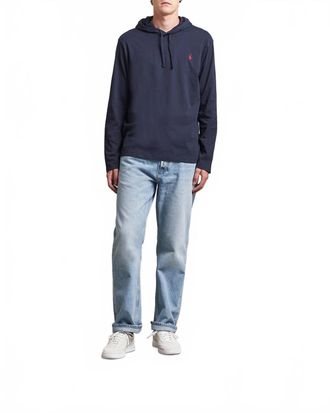 Ralph Lauren Jersey T-Shirt Hoodie In Blue Heather