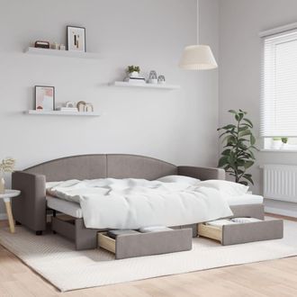 vidaXL Sof&aacute; Cama Nido Con Cajones Tela Gris Taupe 80x200 Cm Vidaxl