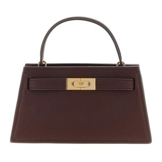 Tory Burch Tassen, Dames, Rood, ONE Size, Leer, Mini Lee Radziwill Pebbled Top-Handle Tas