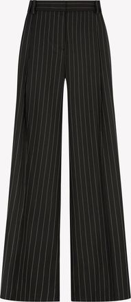 Serena Bute Wool Serena Trouser - Black Pinstripe