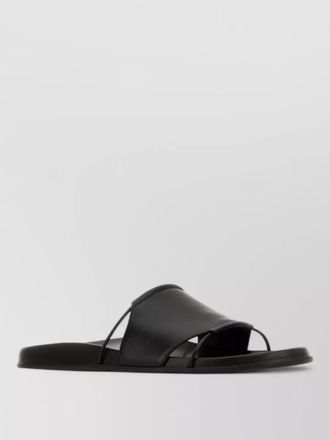 The Row vivienne leather slippers open toe flat sole