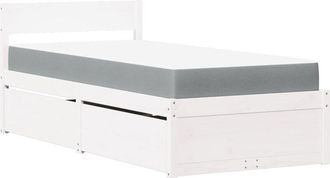 vidaXL Bed with Drawers and Mattress White 90x200 cm Solid Wood Pine Vidaxl