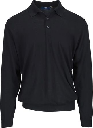Fedeli Poloshirt met lange mouwen - Zwart