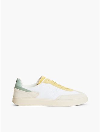 Tommy Hilfiger Womens Monogram Mixed-Media Skater Sneaker - Beige - US 6.5 / EU 37