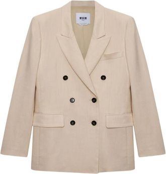Msgm Double-breasted Blazer - Dames - Blazers - Beige - S - Wol - Jassen