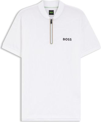 BOSS Bodymapping-jersey slim-fit polo shirt with zip neck