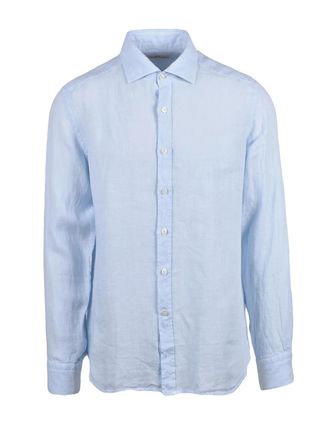 Ghirardelli Light Blue Classic Linen Shirt