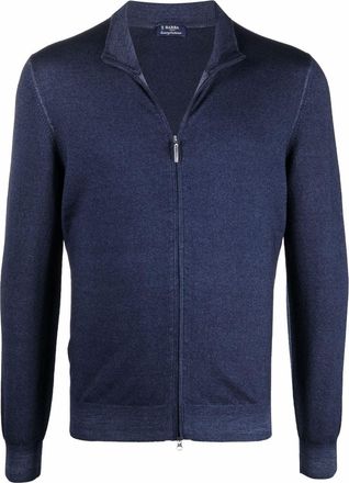 Barba zipped-up virgin wool cardigan - men - Virgin Wool - 50 - Blue