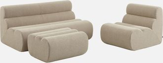 Sweeek Sof&aacute; Envasado Al Vac&iacute;o Modular De Borreguito Con Reposapi&eacute;s, 3 Plazas