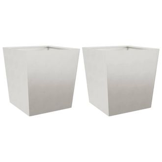 Berkfield Home Garden Planters 50x50x50 cm 2 pcs Stainless Steel in Silver | Size: 50 x 50 x 50 cm