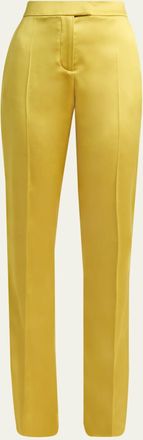 Valentino Garavani High-Rise Satin Straight-Leg Trousers