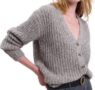 Hartford Monia V-Neck Cardigan In Heather Grey