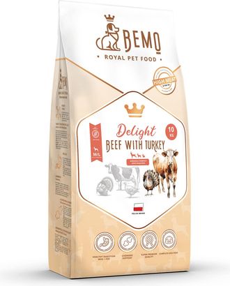 OEM Bemo Delight - Alimento Seco Para Perros Con Carne De Res Y Pavo, 3 Kg, Para Perros Peque&ntilde;os Y Medianos (s/m)