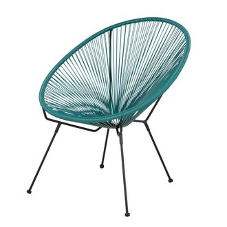 Maisons du monde Silla de exterior redonda de acero negro y resina reciclada color verde