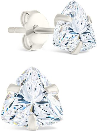 Sterling Forever Trillion Cut Cubic Zirconia Stud Earrings in Silver at Nordstrom