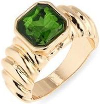 Nordstrom Rack Crystal Ribbed Signet Ring in Green- Gold at Nordstrom Rack, Size 9