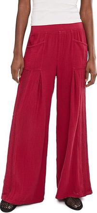Xcvi Elu Wide Leg Womens Clothing Red Garnet : LG (Womens 12-14), Cotton/Lace
