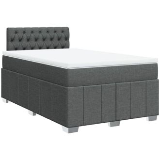 vidaXL Cama Box Spring Con Colch&oacute;n Tela Gris Oscuro 120x200 Cm Vidaxl