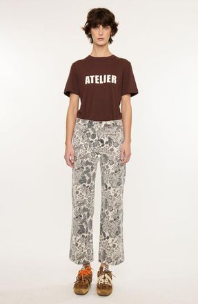 Kancan Shera Mid Rise Ankle Wide Jeans in Ecru at Nordstrom, Size 30