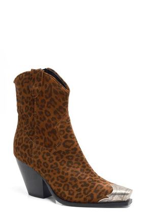 Free People Brayden Western Boot in Leopard Suede at Nordstrom, Size 7.5Us