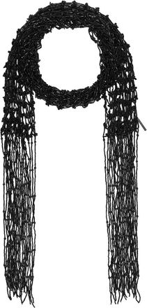 Dries Van Noten Fringed Beaded Scarf Necklace - Black - One Size