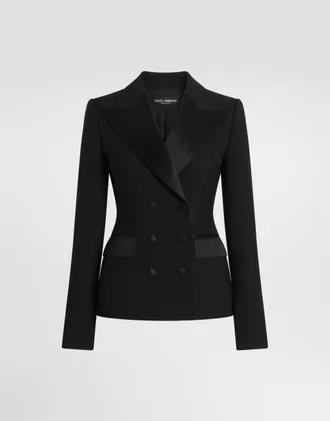 Dolce & Gabbana Wool Cady Double-breasted Jacket - Woman Blazers Black 36