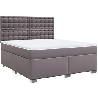 vidaXL Vidaxl - Cama Box Spring Con Colch&oacute;n Cuero Sint&eacute;tico Gris 180x200 Cm