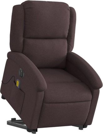 vidaXL Vidaxl - Sill&oacute;n Masaje El&eacute;ctrico Reclinable Elevable Tela Marr&oacute;n Oscuro