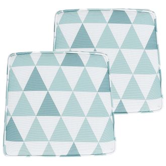 Beliani Conjunto De 2 Cojines Para Silla De Jard&iacute;n Azul Blanco 37 X 34 Cm Geom&eacute;trico Terni