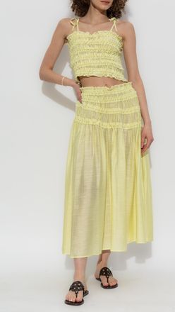 Tory Burch Ruched Strap Top, Womens, Yellow