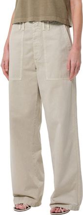 A Gold E Yuna Low Rise Wide Leg Utility Pants in Pumice at Nordstrom, Size 29