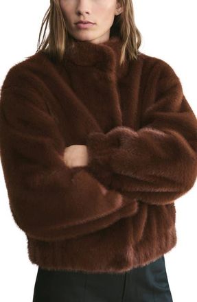 Mango Faux Fur Jacket in Brown at Nordstrom, Size X-Large