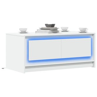 Berkfield Home Coffee Table with LED Lights White Engineered Wood