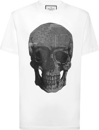 Philipp Plein Tops, Heren, Wit, S, Katoen, Jersey T-shirt Ronde Hals SS Skull