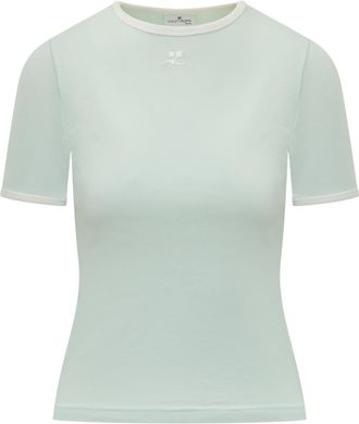 Courr&egrave;ges Green Logo Crew Neck T-Shirt