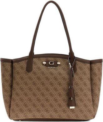 Guess Womens Tote Bag Latte Logo Polyurethane - Tote-Bags