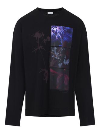 Dries Van Noten Long-Sleeve Graphic Floral Print T-Shirt