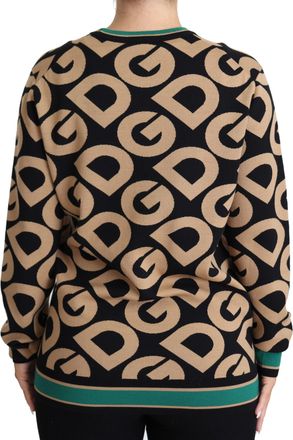 Dolce & Gabbana Multicolor DG Mania Wool Crewneck Pullover Womens Sweater