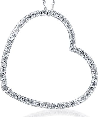 Pompeii3 2ct Heart Shaped HUGE Diamond Pendant Necklace 10k White Gold