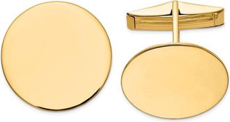Diamond2Deal 14K Yellow Gold Circular Polished Mens Cuff Links