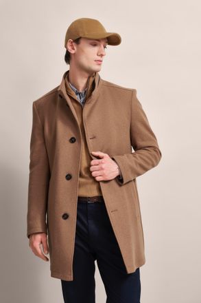 Bugatti Kurzmantel BUGATTI, Herren, Gr. 52, grau (taupe), 58% Wolle, 25% Polyester, 13% Polyamid, 3% sonstige Fasern, 1% Elasthan, unifarben, normal, normaler