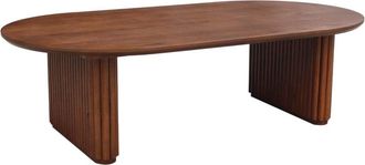 Sweeek Mesa de centro ovalada de madera de hevea con chapa de roble, nogal